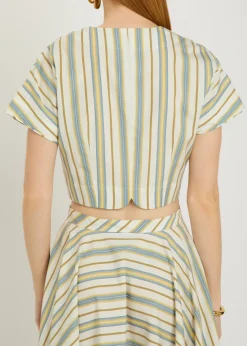 Bianca striped cotton-poplin blouse