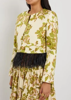 Bijoux feather-trim woven jacket