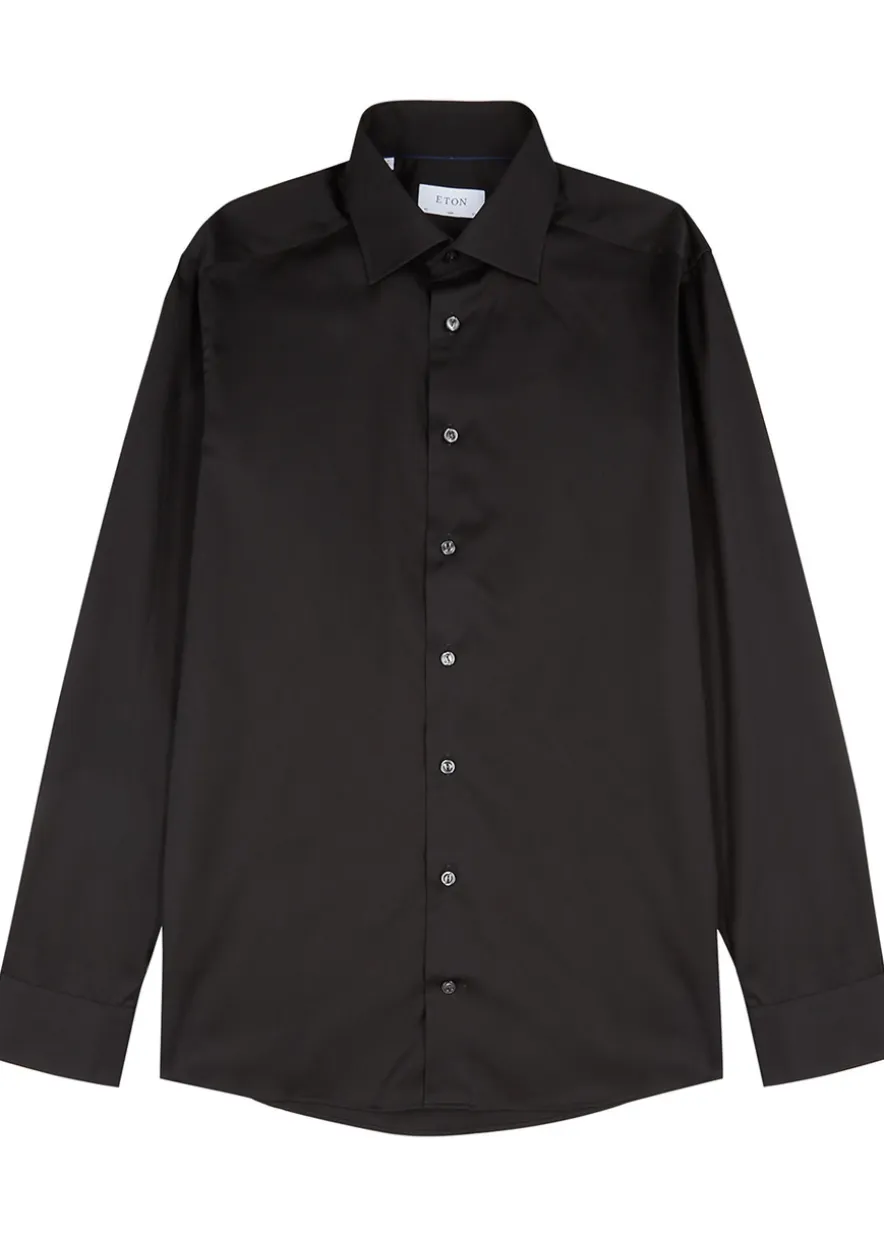Black cotton-twill shirt