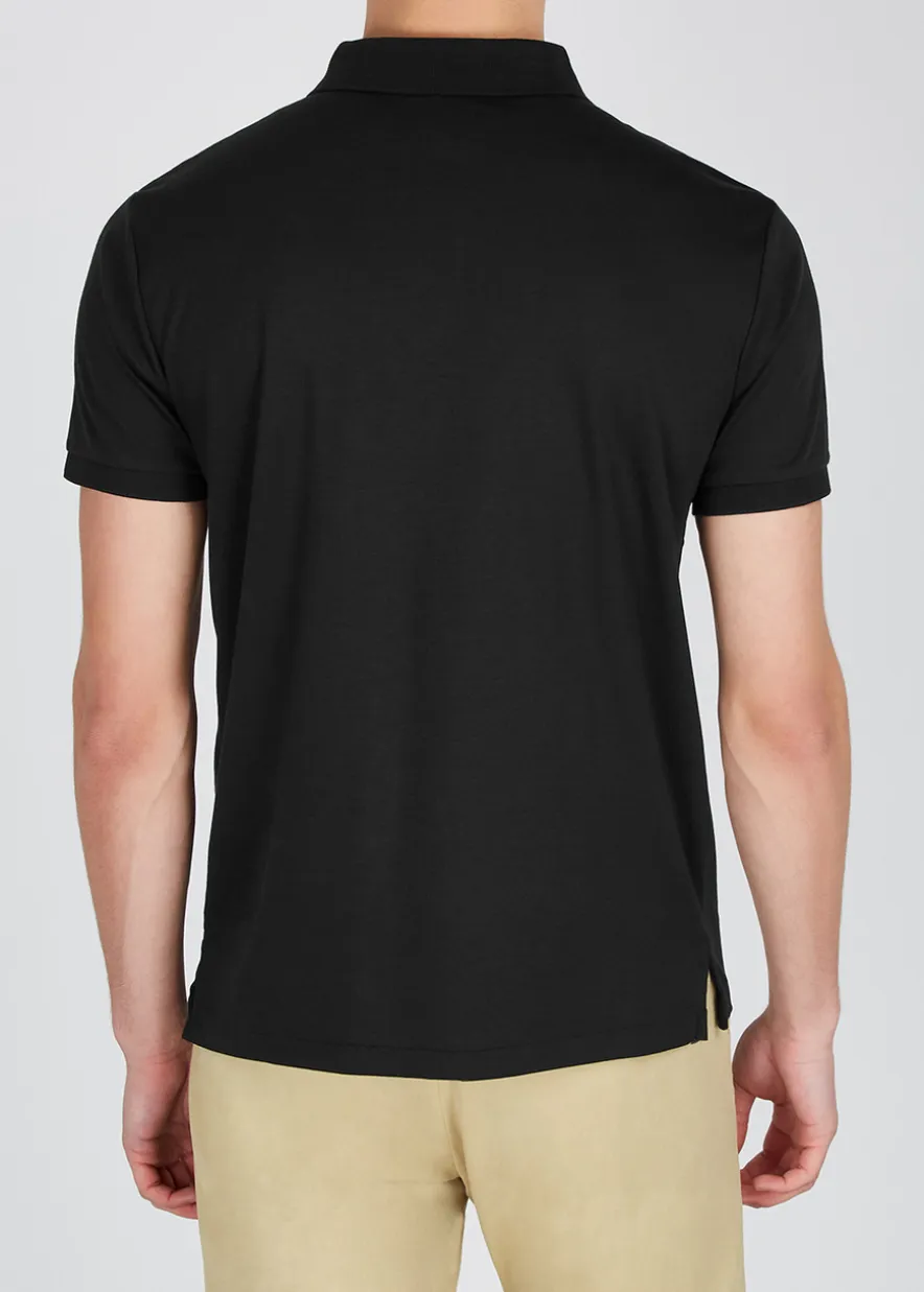 Black slim Pima-cotton polo shirt