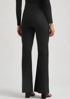 Black stretch-jersey flared-leg trousers