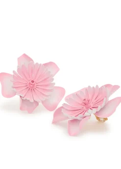 Bloom flower brass earrings