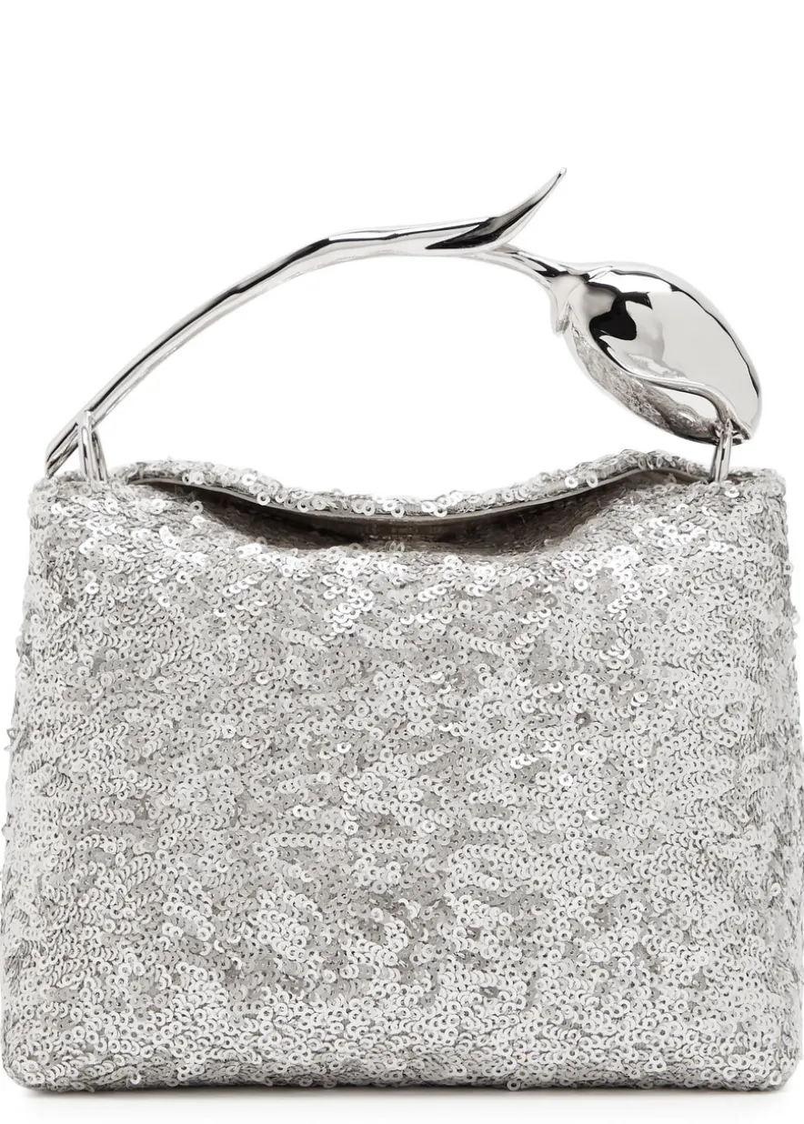 Bloom mini sequin-embellished top handle bag
