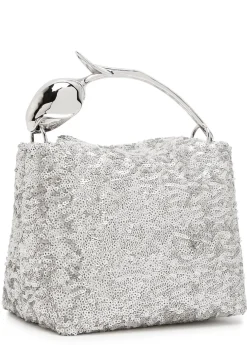 Bloom mini sequin-embellished top handle bag