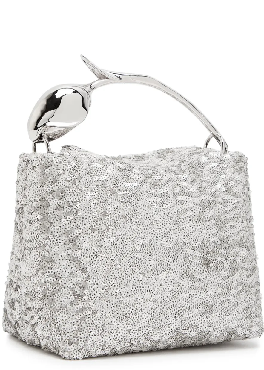 Bloom mini sequin-embellished top handle bag