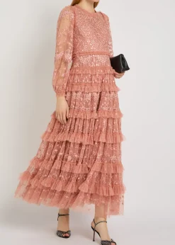 Blossom floral-embroidered tulle gown