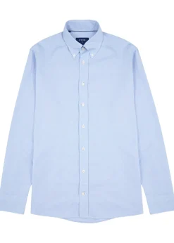 Blue piqué cotton Oxford shirt