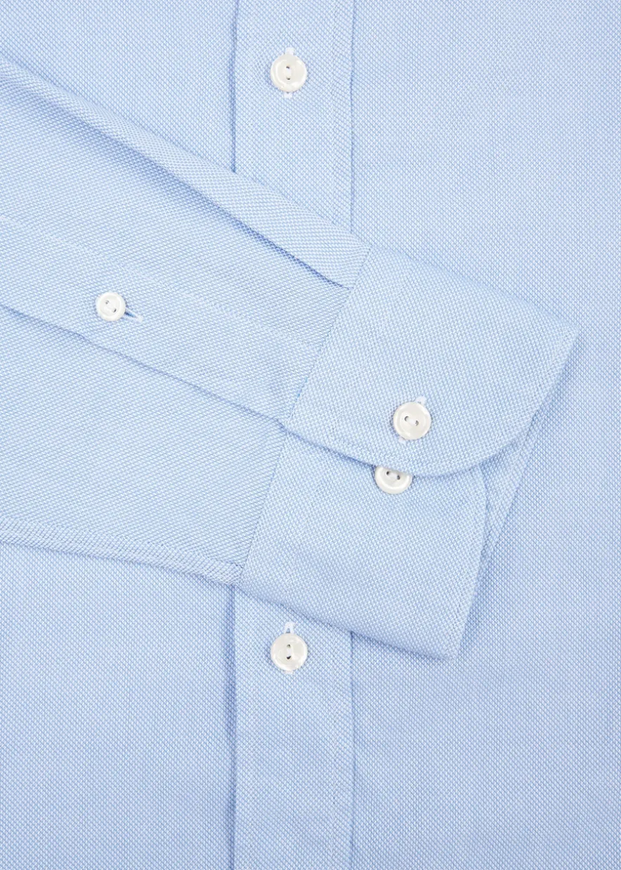 Blue piqué cotton Oxford shirt