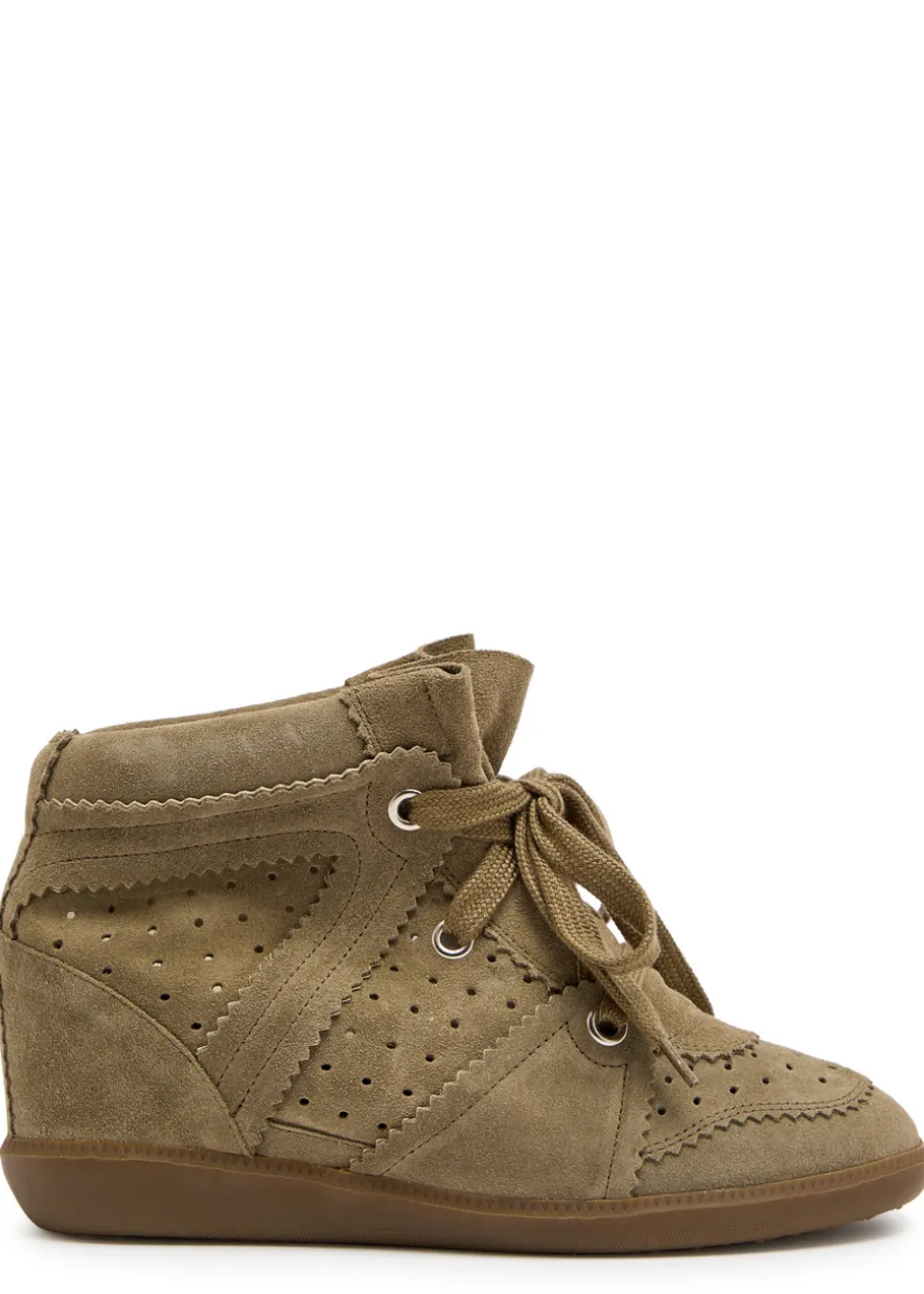 Bobby 50 perforated suede wedge sneakers