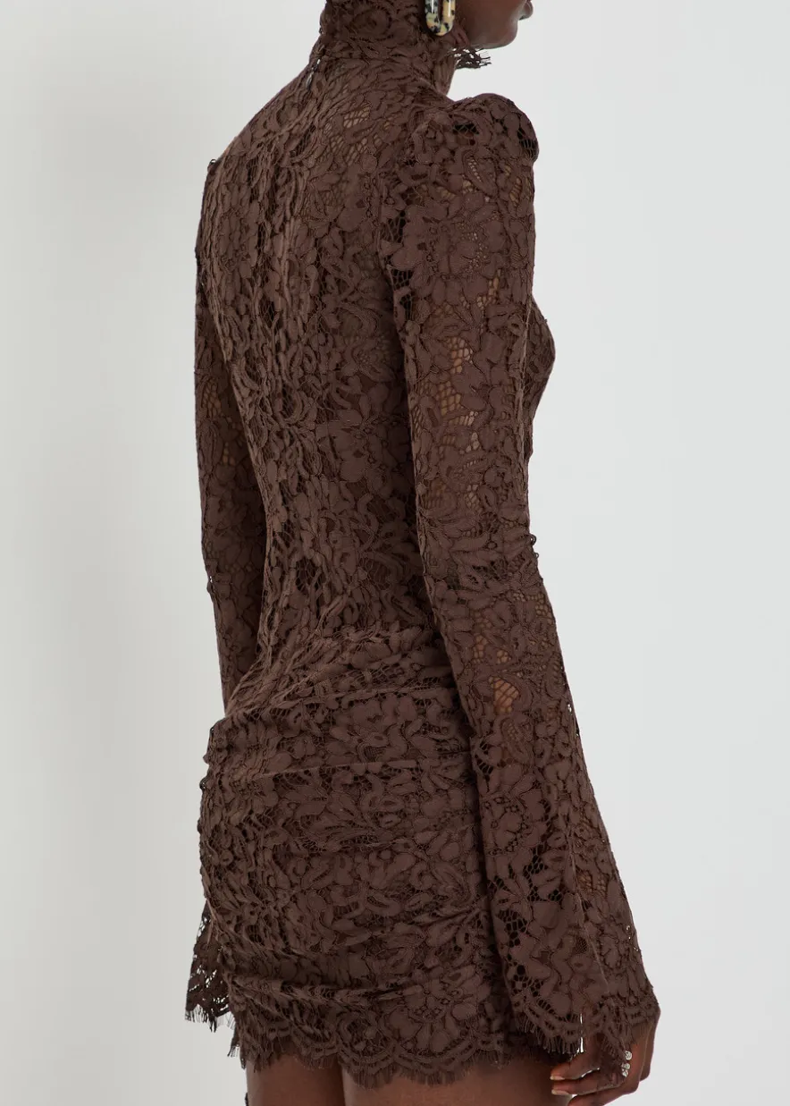 Bodita rose-appliquéd guipure lace mini dress