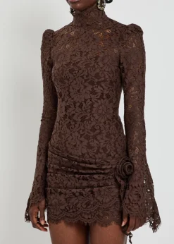 Bodita rose-appliquéd guipure lace mini dress
