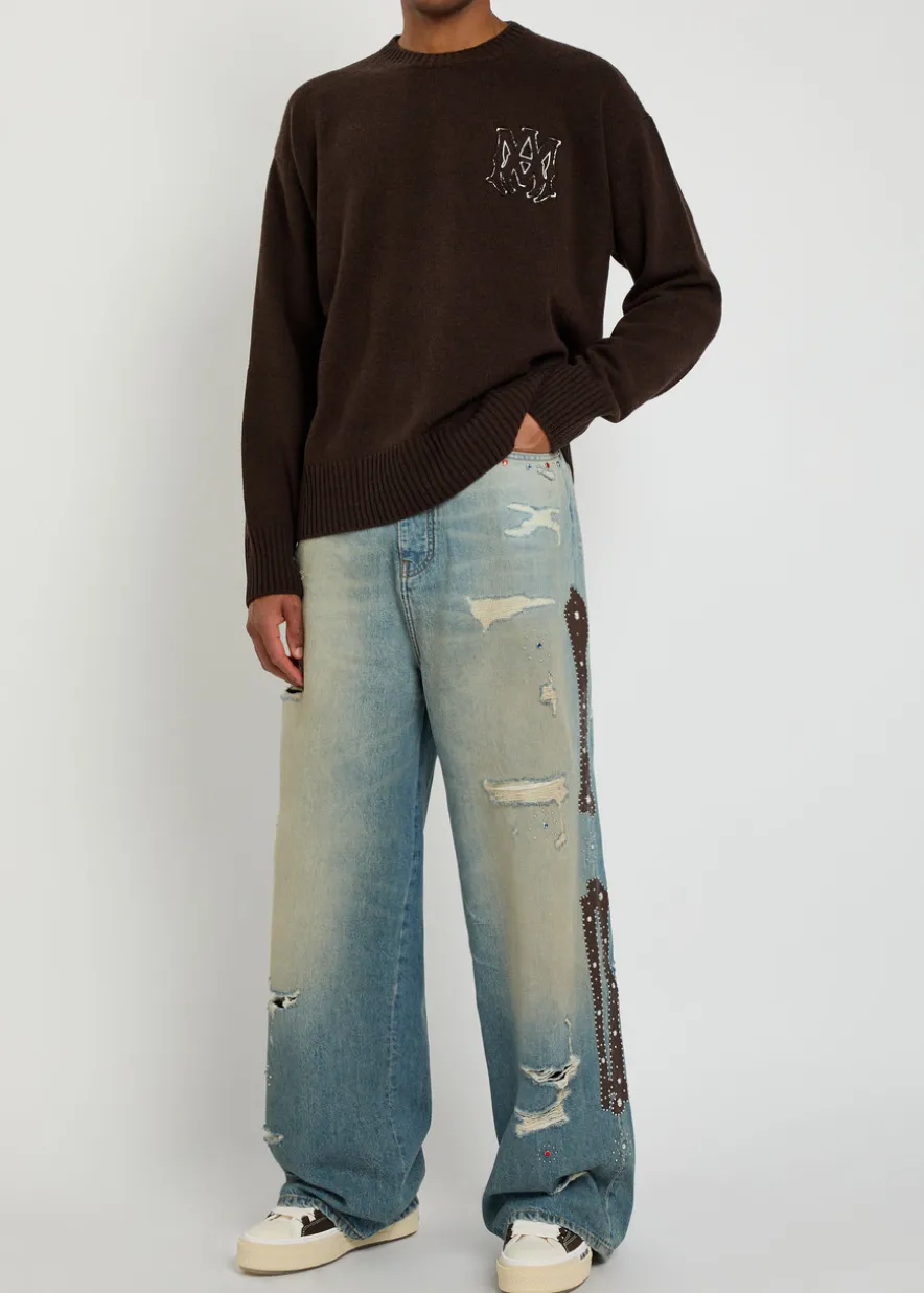 Bones Studded distressed relaxed jeans