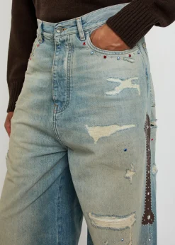 Bones Studded distressed relaxed jeans