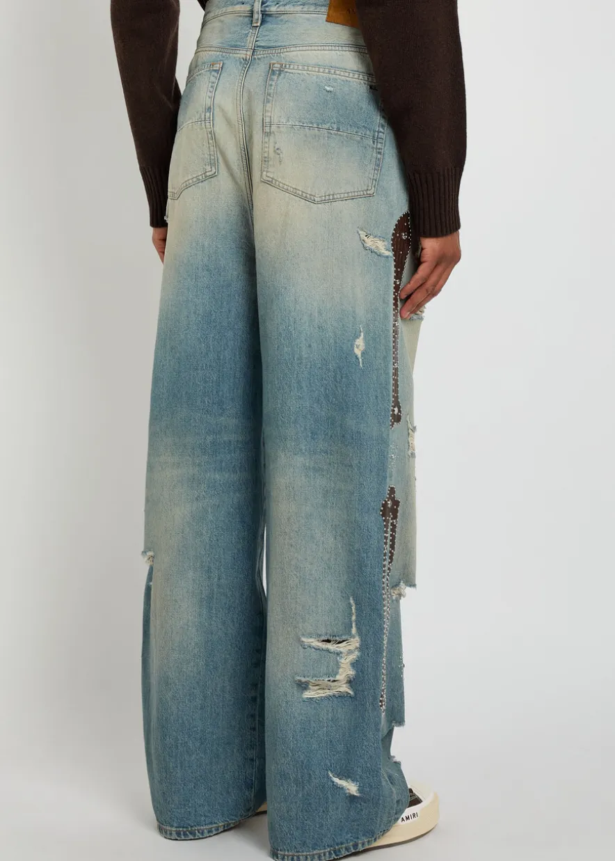 Bones Studded distressed relaxed jeans