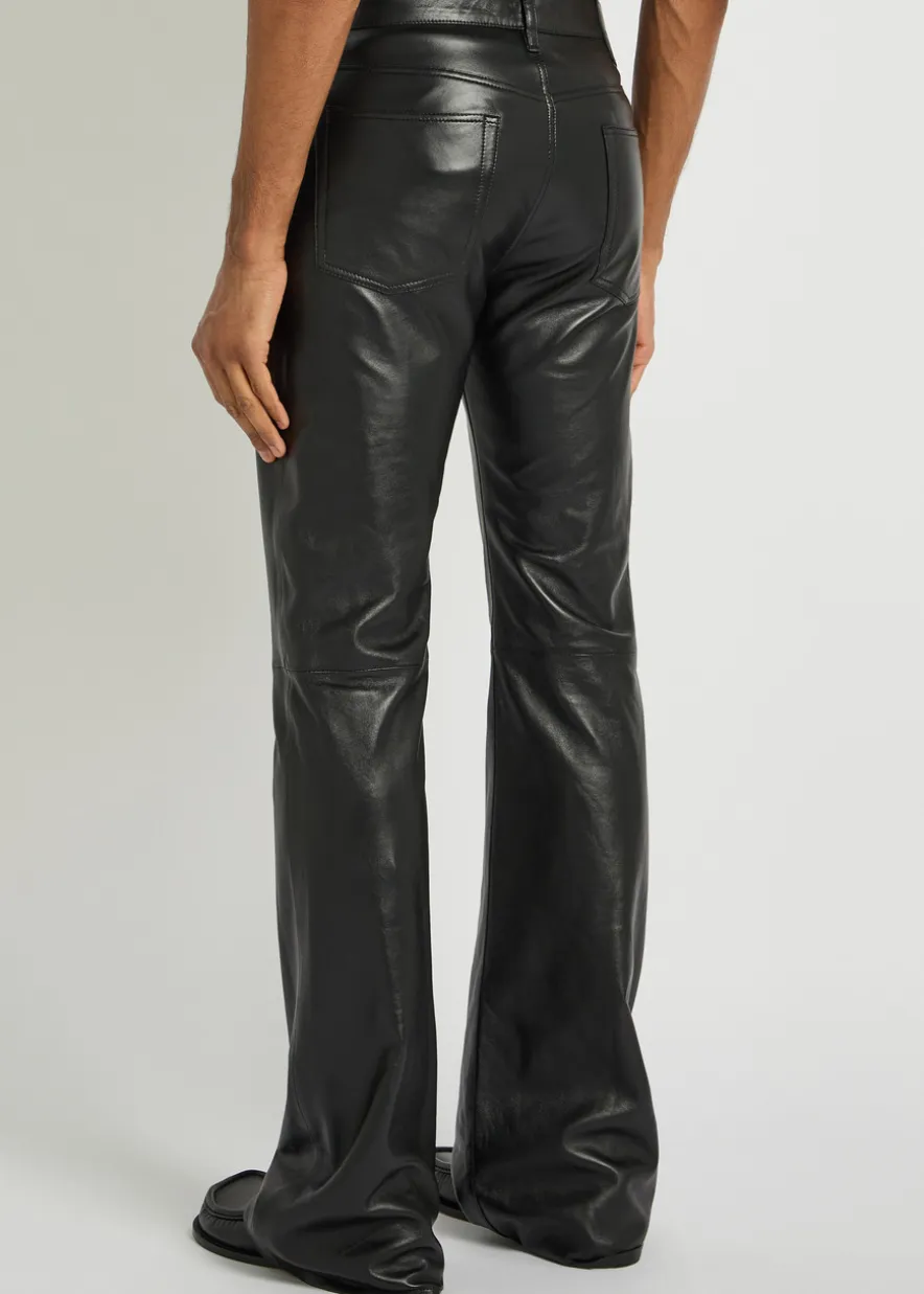 Bootcut leather trousers