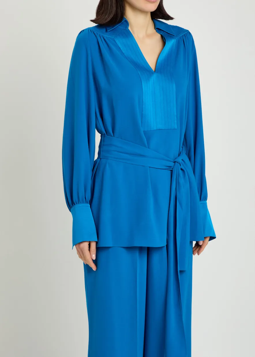 Bou belted crepe blouse