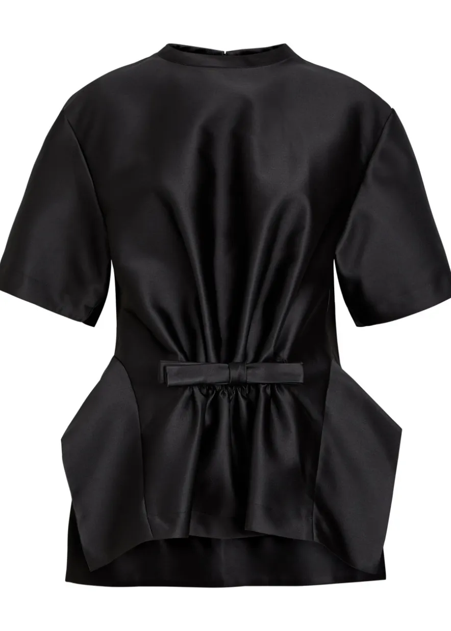 Bow-appliquéd satin top