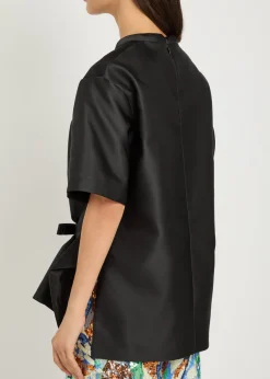 Bow-appliquéd satin top