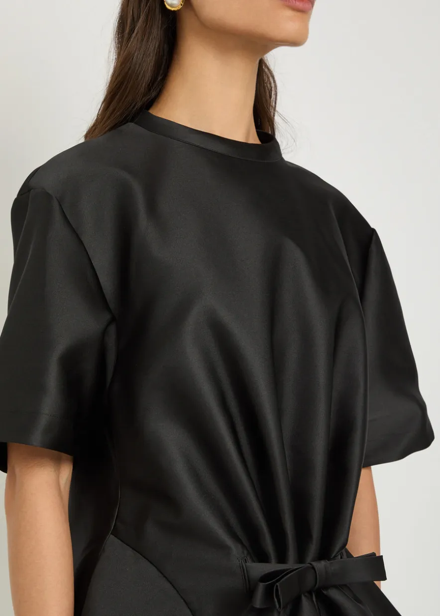 Bow-appliquéd satin top
