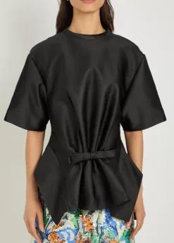 Bow-appliquéd satin top