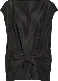 Bow-appliqué taffeta top