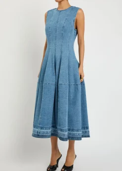 Bowen panelled stretch-denim midi dress