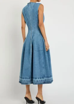 Bowen panelled stretch-denim midi dress