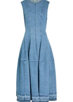 Bowen panelled stretch-denim midi dress