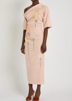 Bowery floral-embroidered cotton-blend midi dress