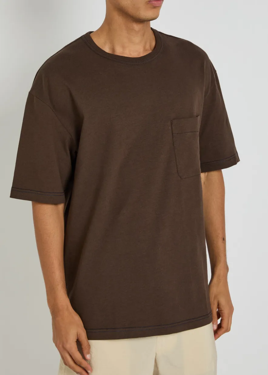 Boxy cotton and linen-blend T-shirt