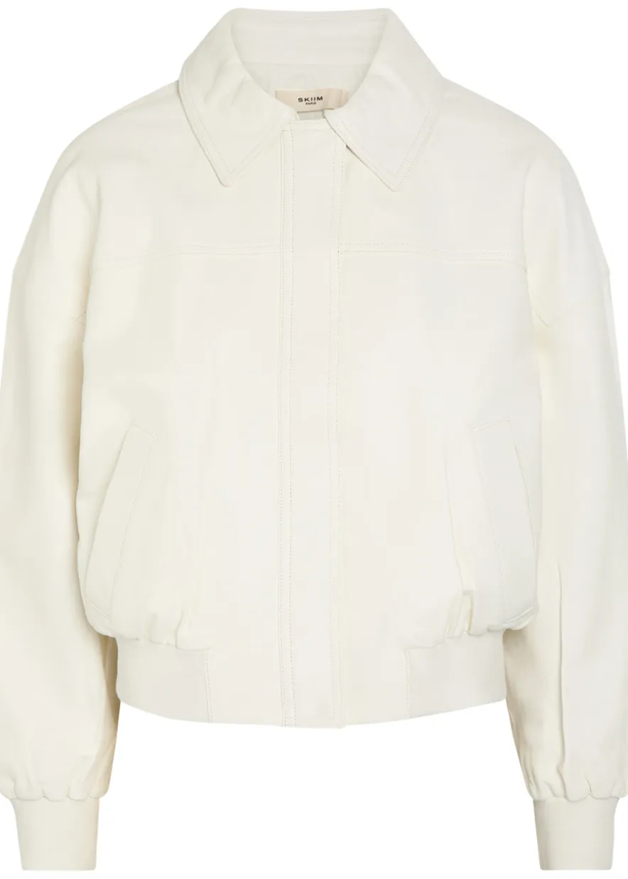 Boxy leather bomber jacket