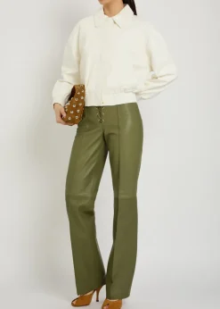 Boxy leather bomber jacket