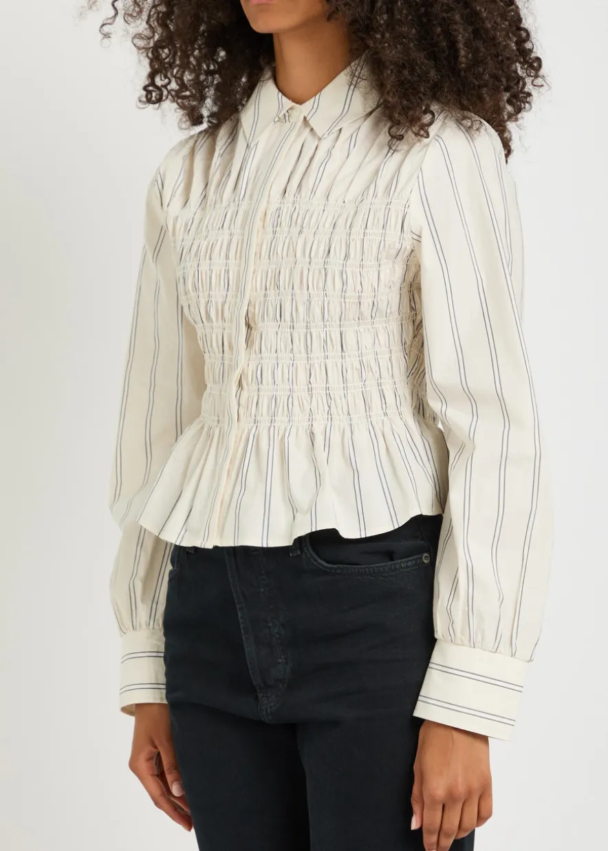 Bradshaw smocked cotton-poplin shirt