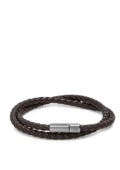 Braided leather wrap bracelet