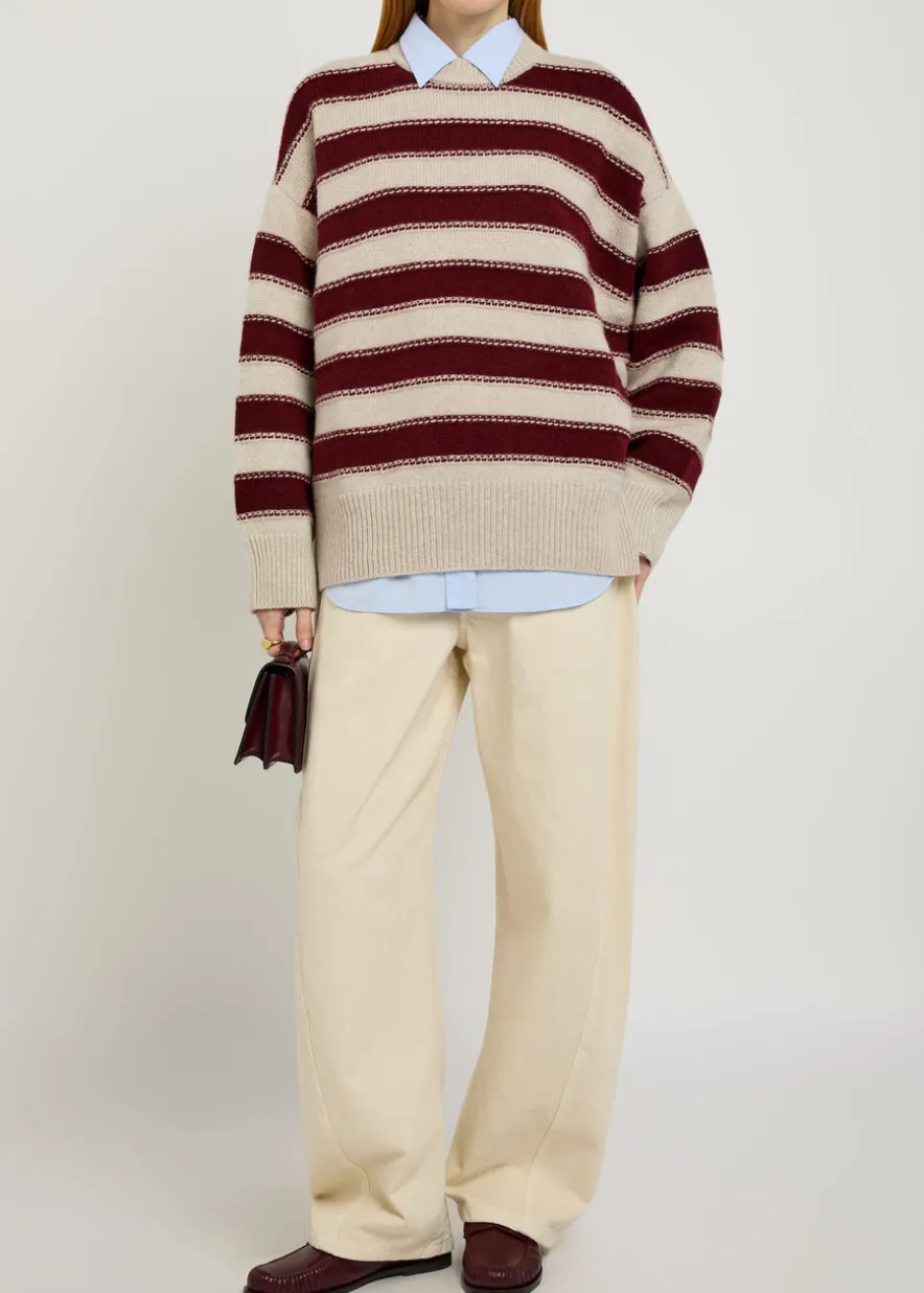 Braided striped cashmere jumper