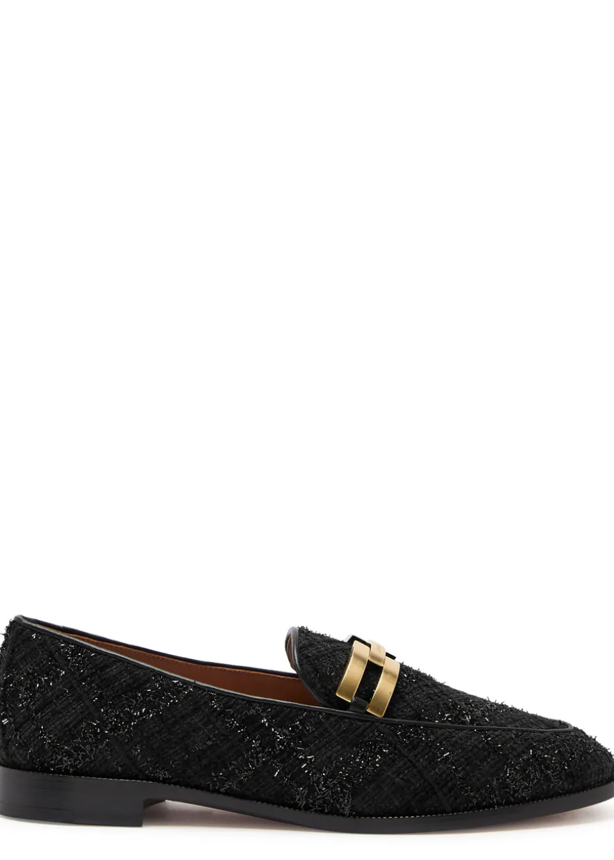 Brandi tinsel-weave tweed loafers