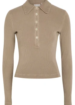 Brea 60s ribbed stretch-knit polo top
