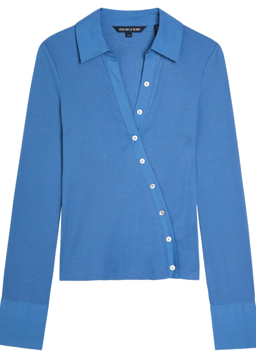 Brenner button-effect cotton-blend top