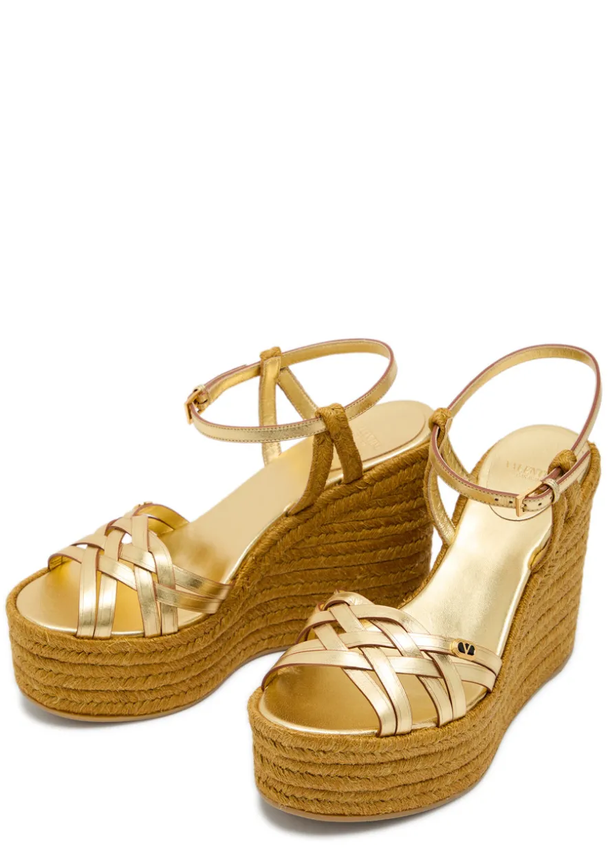Bribri 100 metallic leather espadrille wedges