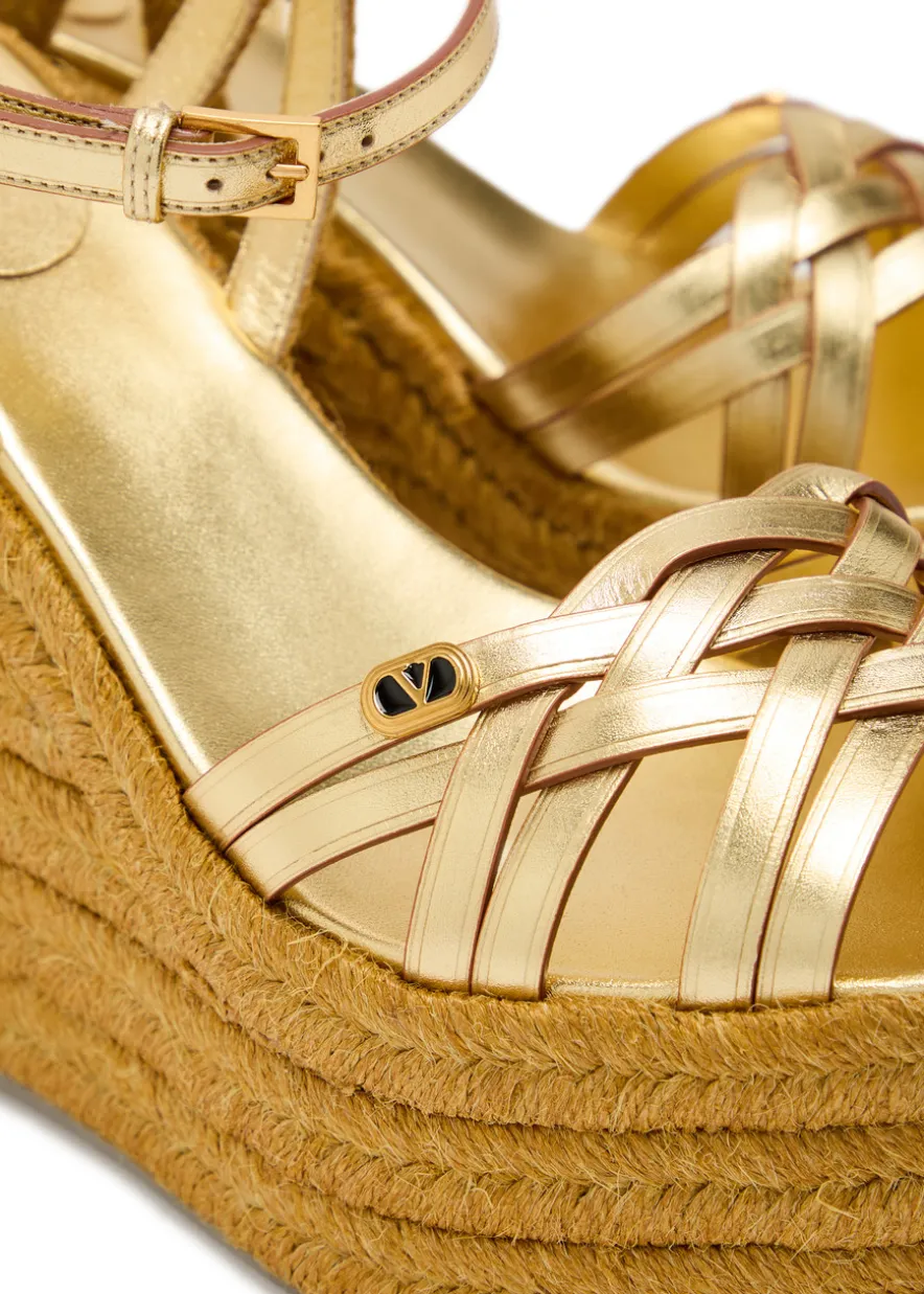 Bribri 100 metallic leather espadrille wedges