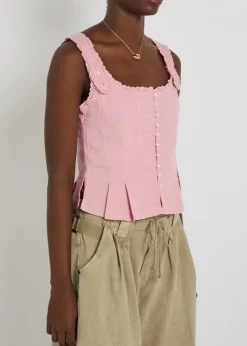 Bridgette embroidered stretch-cotton top