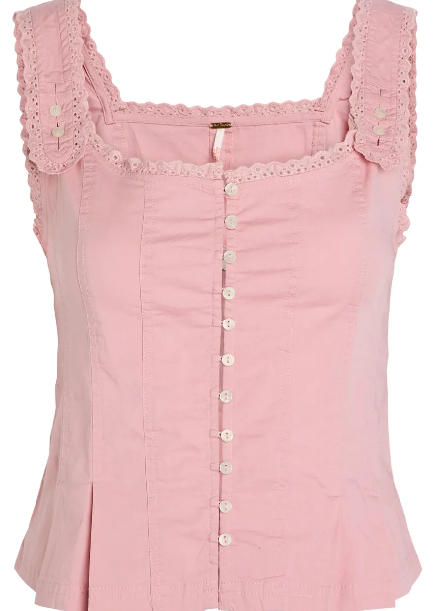Bridgette embroidered stretch-cotton top