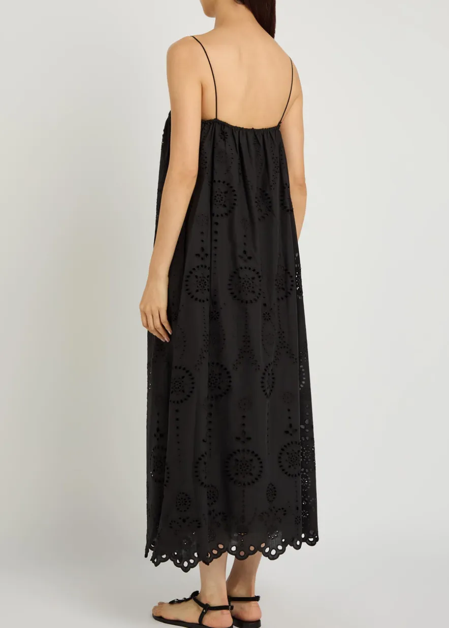 Broderie anglaise cotton midi dress