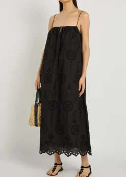 Broderie anglaise cotton midi dress