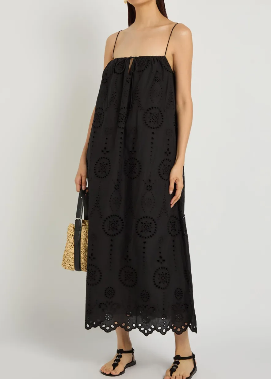 Broderie anglaise cotton midi dress