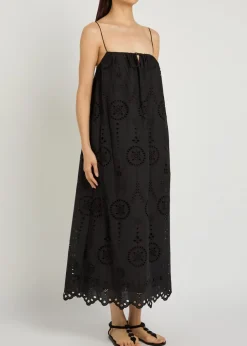 Broderie anglaise cotton midi dress