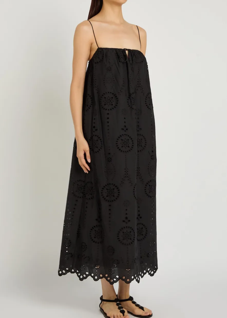 Broderie anglaise cotton midi dress