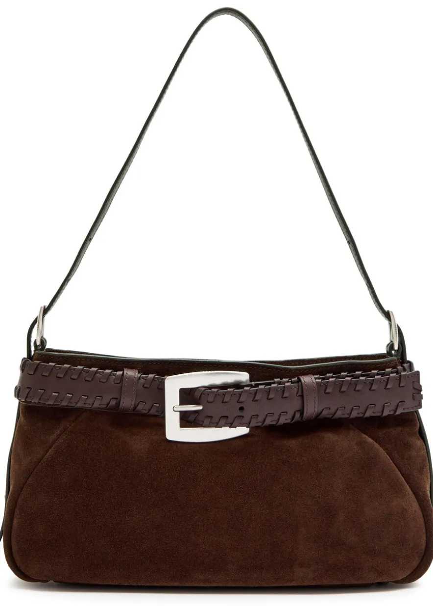Brooklyn belted leather and suede shoulder bag
