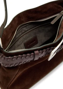 Brooklyn belted leather and suede shoulder bag