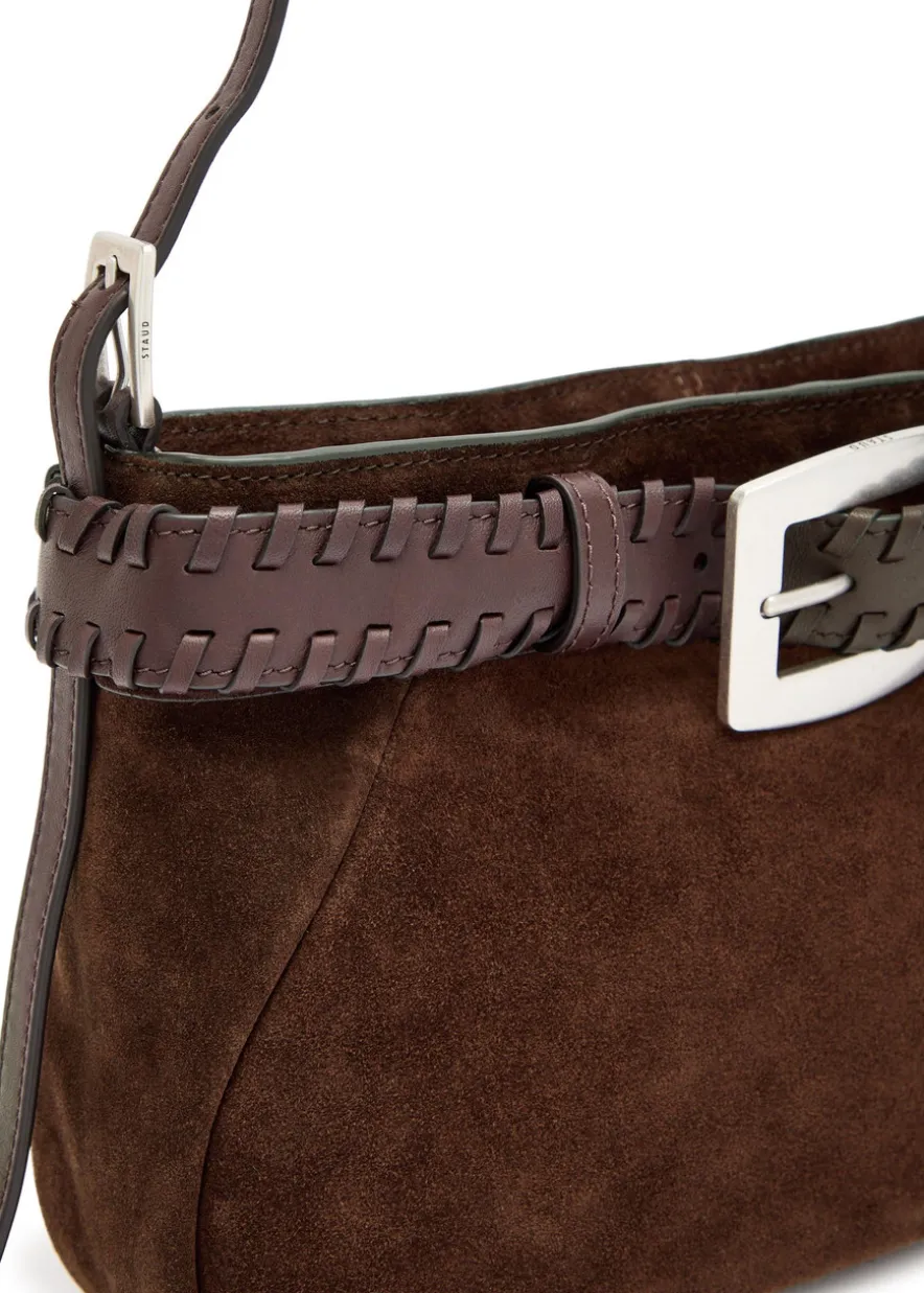 Brooklyn belted leather and suede shoulder bag